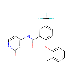 Cc1ccccc1Oc1ccc(C(F)(F)F)cc1C(=O)Nc1cc[nH]c(=O)c1 ZINC000143173271