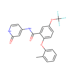 Cc1ccccc1Oc1ccc(OC(F)(F)F)cc1C(=O)Nc1cc[nH]c(=O)c1 ZINC000143162118