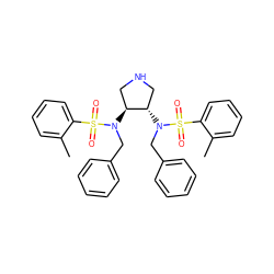 Cc1ccccc1S(=O)(=O)N(Cc1ccccc1)[C@H]1CNC[C@@H]1N(Cc1ccccc1)S(=O)(=O)c1ccccc1C ZINC000029054962