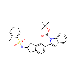 Cc1ccccc1S(=O)(=O)N[C@@H]1Cc2ccc(-c3cc4ccccc4n3C(=O)OC(C)(C)C)cc2C1 ZINC000028949602