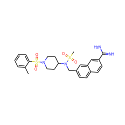 Cc1ccccc1S(=O)(=O)N1CCC(N(Cc2ccc3ccc(C(=N)N)cc3c2)S(C)(=O)=O)CC1 ZINC000028714175