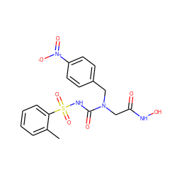 Cc1ccccc1S(=O)(=O)NC(=O)N(CC(=O)NO)Cc1ccc([N+](=O)[O-])cc1 ZINC000013808309