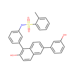 Cc1ccccc1S(=O)(=O)Nc1cccc(-c2c(O)ccc3cc(-c4cccc(O)c4)ccc23)c1 ZINC000084711687