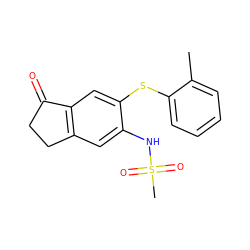 Cc1ccccc1Sc1cc2c(cc1NS(C)(=O)=O)CCC2=O ZINC000013744798