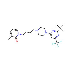 Cc1cccn(CCCCN2CCN(c3cc(C(F)(F)F)nc(C(C)(C)C)n3)CC2)c1=O ZINC000028572061