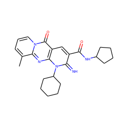 Cc1cccn2c(=O)c3cc(C(=O)NC4CCCC4)c(=N)n(C4CCCCC4)c3nc12 ZINC000100559625