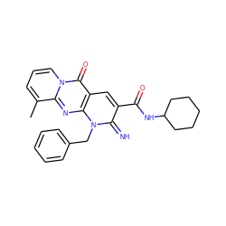 Cc1cccn2c(=O)c3cc(C(=O)NC4CCCCC4)c(=N)n(Cc4ccccc4)c3nc12 ZINC000100675272