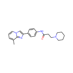 Cc1cccn2cc(-c3ccc(NC(=O)CCN4CCCCC4)cc3)nc12 ZINC000013819595