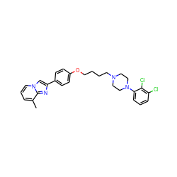 Cc1cccn2cc(-c3ccc(OCCCCN4CCN(c5cccc(Cl)c5Cl)CC4)cc3)nc12 ZINC000028711435