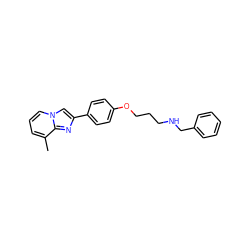 Cc1cccn2cc(-c3ccc(OCCCNCc4ccccc4)cc3)nc12 ZINC000013819576