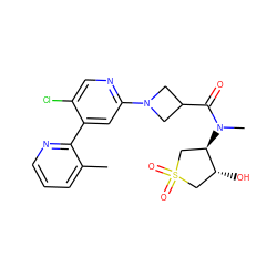 Cc1cccnc1-c1cc(N2CC(C(=O)N(C)[C@@H]3CS(=O)(=O)C[C@H]3O)C2)ncc1Cl ZINC000146834375