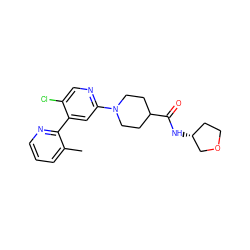 Cc1cccnc1-c1cc(N2CCC(C(=O)N[C@@H]3CCOC3)CC2)ncc1Cl ZINC000142272730