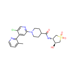 Cc1cccnc1-c1cc(N2CCC(C(=O)N[C@@H]3CS(=O)(=O)C[C@H]3O)CC2)ncc1Cl ZINC000142637429