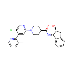 Cc1cccnc1-c1cc(N2CCC(C(=O)N[C@@H]3c4ccccc4C[C@@H]3O)CC2)ncc1Cl ZINC000146953050