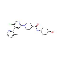 Cc1cccnc1-c1cc(N2CCC(C(=O)N[C@H]3CC[C@H](O)CC3)CC2)ncc1Cl ZINC000142745558