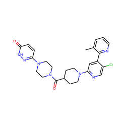 Cc1cccnc1-c1cc(N2CCC(C(=O)N3CCN(c4ccc(=O)[nH]n4)CC3)CC2)ncc1Cl ZINC000146859391