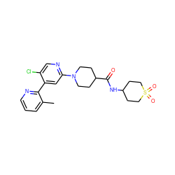 Cc1cccnc1-c1cc(N2CCC(C(=O)NC3CCS(=O)(=O)CC3)CC2)ncc1Cl ZINC000146851903