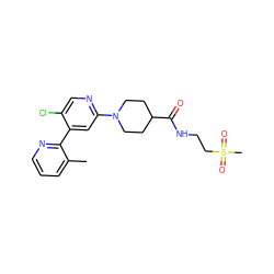 Cc1cccnc1-c1cc(N2CCC(C(=O)NCCS(C)(=O)=O)CC2)ncc1Cl ZINC000146775432