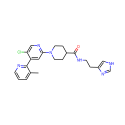 Cc1cccnc1-c1cc(N2CCC(C(=O)NCCc3c[nH]cn3)CC2)ncc1Cl ZINC000146834573