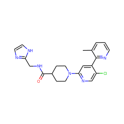 Cc1cccnc1-c1cc(N2CCC(C(=O)NCc3ncc[nH]3)CC2)ncc1Cl ZINC000146915844