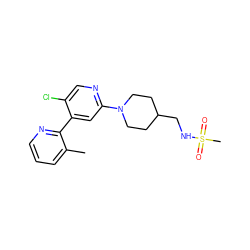 Cc1cccnc1-c1cc(N2CCC(CNS(C)(=O)=O)CC2)ncc1Cl ZINC000146852090