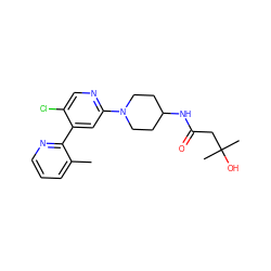 Cc1cccnc1-c1cc(N2CCC(NC(=O)CC(C)(C)O)CC2)ncc1Cl ZINC000146781063