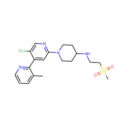 Cc1cccnc1-c1cc(N2CCC(NCCS(C)(=O)=O)CC2)ncc1Cl ZINC000146911089