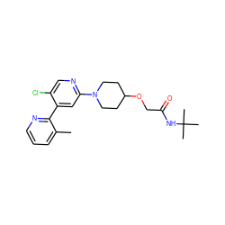 Cc1cccnc1-c1cc(N2CCC(OCC(=O)NC(C)(C)C)CC2)ncc1Cl ZINC000146910637