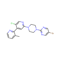 Cc1cccnc1-c1cc(N2CCN(c3ncc(Br)cn3)CC2)ncc1Cl ZINC000146829257