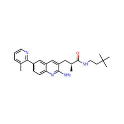 Cc1cccnc1-c1ccc2nc(N)c(C[C@H](C)C(=O)NCCC(C)(C)C)cc2c1 ZINC000112932968