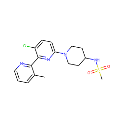 Cc1cccnc1-c1nc(N2CCC(NS(C)(=O)=O)CC2)ccc1Cl ZINC000142146002