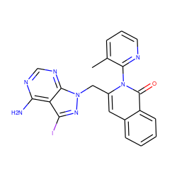 Cc1cccnc1-n1c(Cn2nc(I)c3c(N)ncnc32)cc2ccccc2c1=O ZINC000088345896