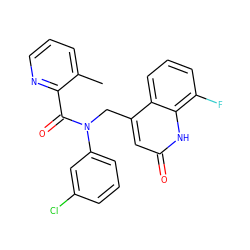 Cc1cccnc1C(=O)N(Cc1cc(=O)[nH]c2c(F)cccc12)c1cccc(Cl)c1 ZINC000040421601