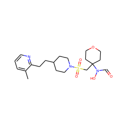 Cc1cccnc1CCC1CCN(S(=O)(=O)CC2(N(O)C=O)CCOCC2)CC1 ZINC000071282473