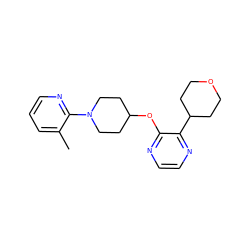 Cc1cccnc1N1CCC(Oc2nccnc2C2CCOCC2)CC1 ZINC000096168958