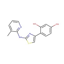 Cc1cccnc1Nc1nc(-c2ccc(O)cc2O)cs1 ZINC000000202312