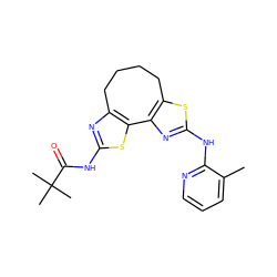 Cc1cccnc1Nc1nc2c(s1)CCCCc1nc(NC(=O)C(C)(C)C)sc1-2 ZINC000209984109