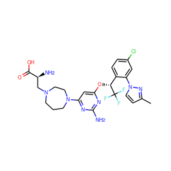 Cc1ccn(-c2cc(Cl)ccc2[C@@H](Oc2cc(N3CCCN(C[C@H](N)C(=O)O)CC3)nc(N)n2)C(F)(F)F)n1 ZINC000653706023