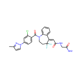 Cc1ccn(-c2ccc(C(=O)N3CCC(F)(F)/C(=C\C(=O)NCC(N)=O)c4ccccc43)c(Cl)c2)n1 ZINC000040950070