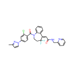 Cc1ccn(-c2ccc(C(=O)N3CCC(F)(F)/C(=C\C(=O)NCc4ccccn4)c4ccccc43)c(Cl)c2)n1 ZINC000042922427