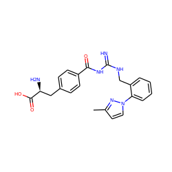 Cc1ccn(-c2ccccc2CNC(=N)NC(=O)c2ccc(C[C@H](N)C(=O)O)cc2)n1 ZINC000653849892