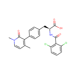 Cc1ccn(C)c(=O)c1-c1ccc(C[C@H](NC(=O)c2c(Cl)cccc2Cl)C(=O)O)cc1 ZINC000034310144