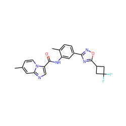 Cc1ccn2c(C(=O)Nc3cc(-c4noc(C5CC(F)(F)C5)n4)ccc3C)cnc2c1 ZINC000206107668