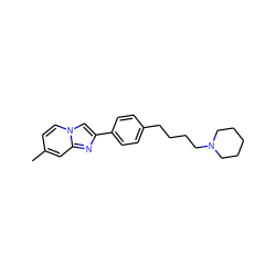 Cc1ccn2cc(-c3ccc(CCCCN4CCCCC4)cc3)nc2c1 ZINC000013819590