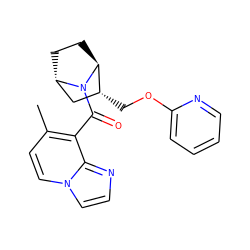 Cc1ccn2ccnc2c1C(=O)N1[C@H]2CC[C@H]1[C@H](COc1ccccn1)C2 ZINC000226042751