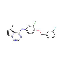 Cc1ccn2ncnc(Nc3ccc(OCc4cccc(F)c4)c(Cl)c3)c12 ZINC000028900976