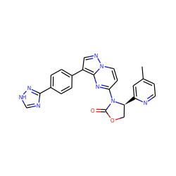 Cc1ccnc([C@H]2COC(=O)N2c2ccn3ncc(-c4ccc(-c5nc[nH]n5)cc4)c3n2)c1 ZINC000165291238