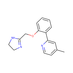 Cc1ccnc(-c2ccccc2OCC2=NCCN2)c1 ZINC000013437806