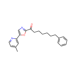 Cc1ccnc(-c2cnc(C(=O)CCCCCCc3ccccc3)o2)c1 ZINC000034803648