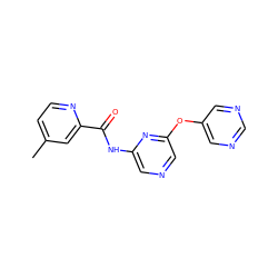 Cc1ccnc(C(=O)Nc2cncc(Oc3cncnc3)n2)c1 ZINC000299823907